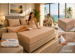 Platina Jersey Extra High fitted sheet 180-200 x 200-220 Almond 112