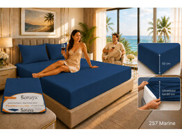 Platina Jersey Extra High fitted sheet 180-200 x 200-220 Marine 257